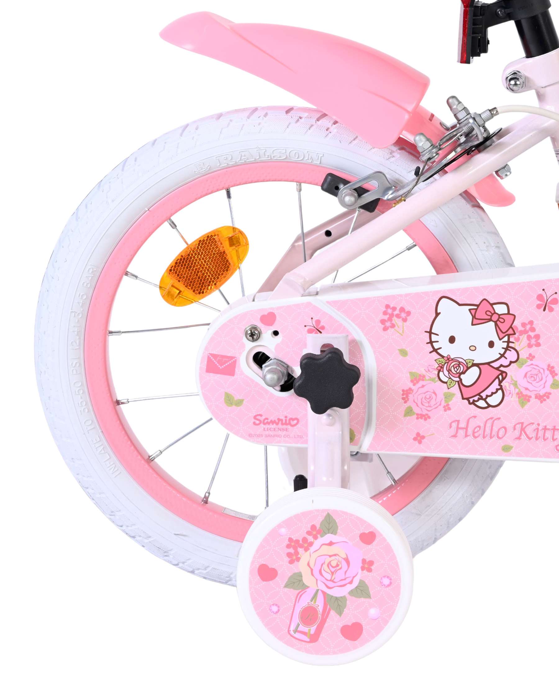 Hello Kitty Kinderfiets 14 inch Meisjesfiets Roze Twee Handremmen - Afbeelding 3