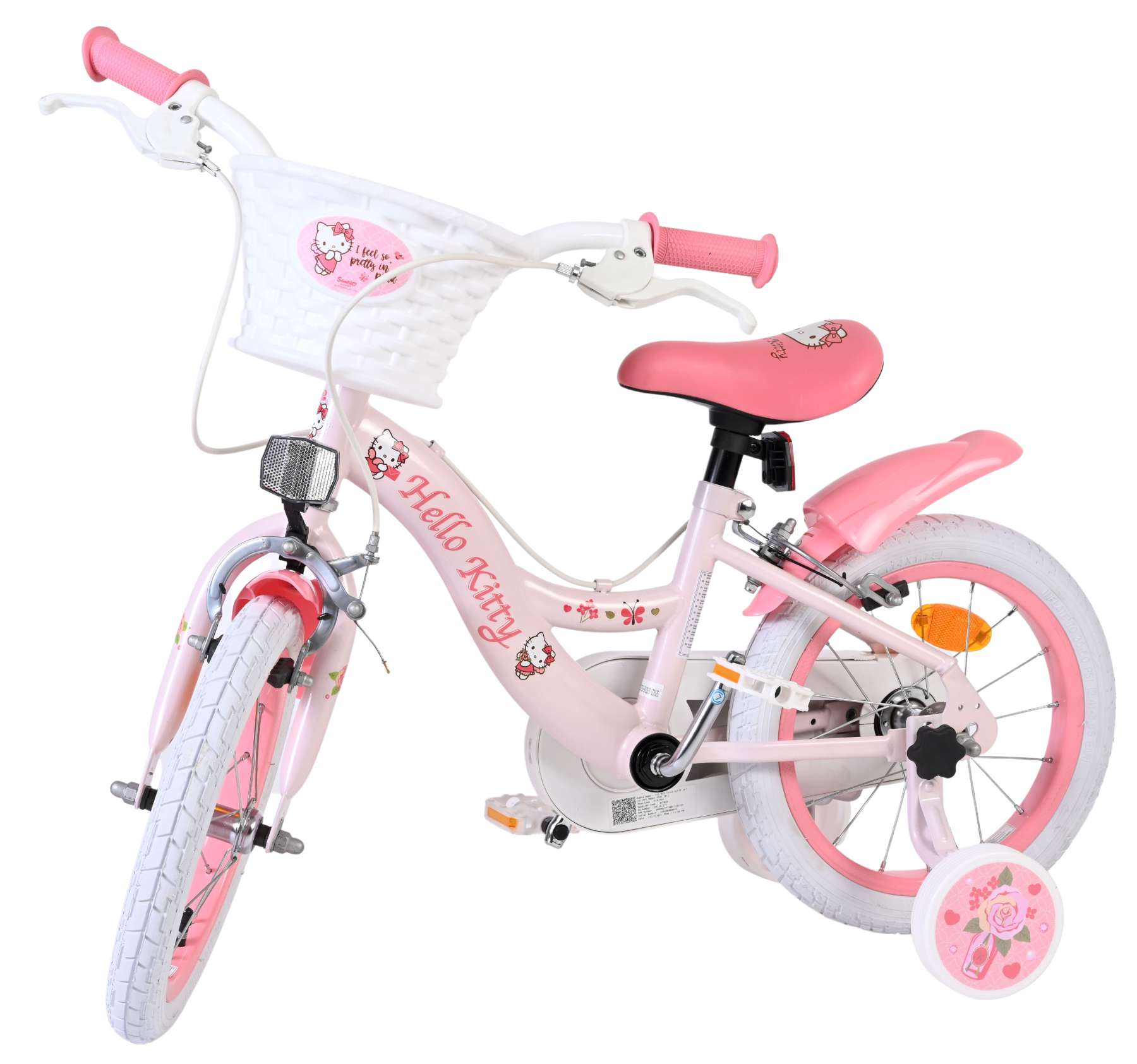 Hello Kitty Kinderfiets 14 inch Meisjesfiets Roze Twee Handremmen - Afbeelding 9