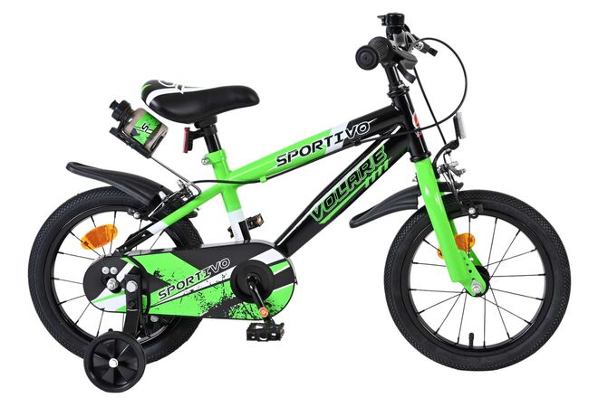 Volare Sportivo Kinderfiets 14 inch Jongensfiets Groen Twee Handremmen