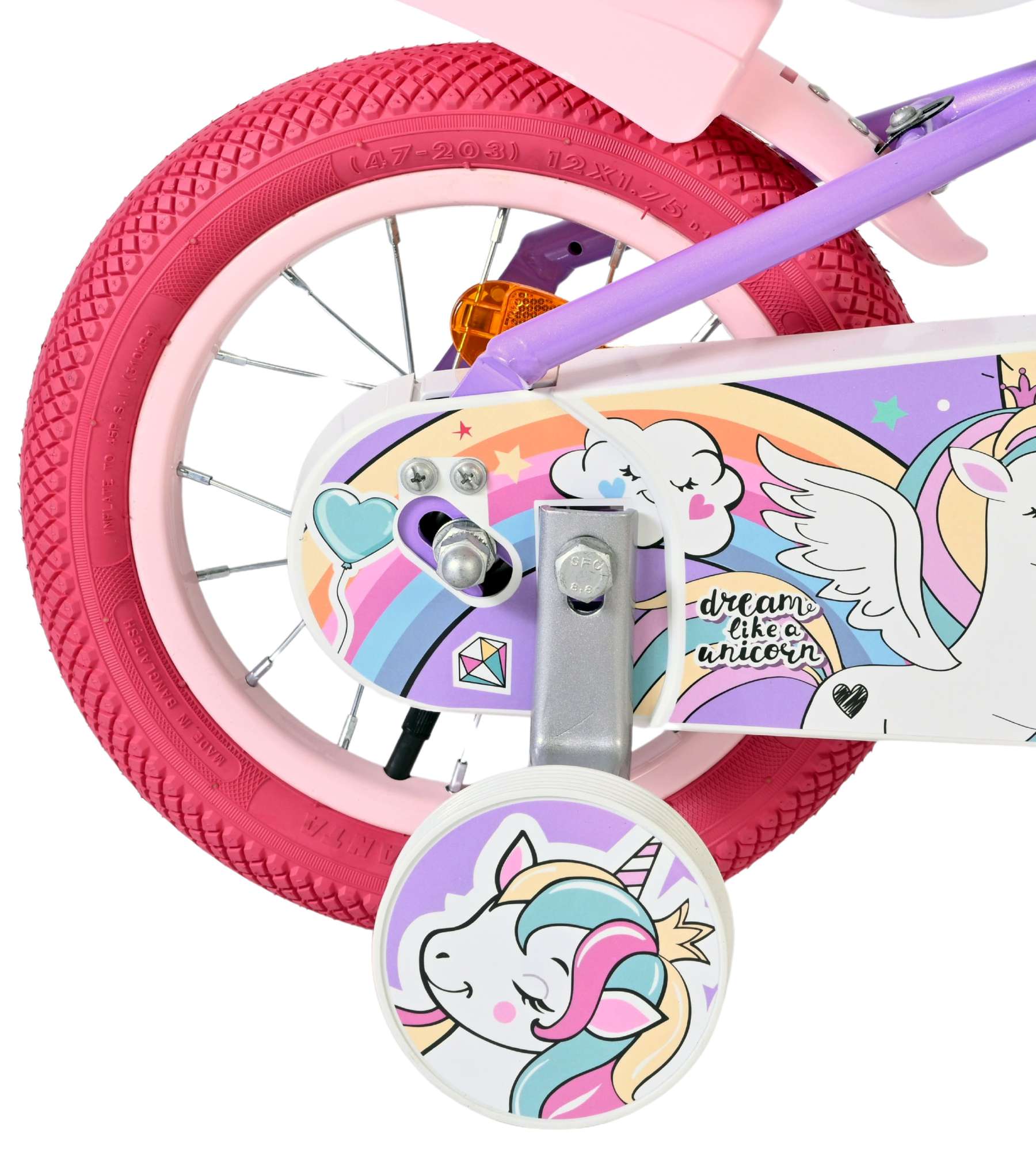Volare Unicorn Kinderfiets 12 inch Meisjesfiets Paars - Afbeelding 2