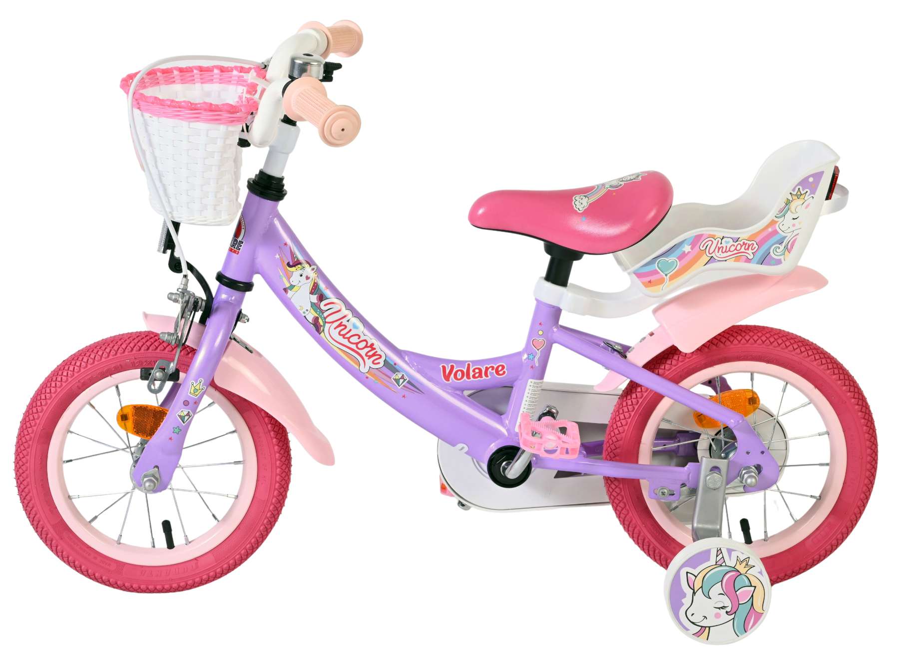 Volare Unicorn Kinderfiets 12 inch Meisjesfiets Paars - Afbeelding 7