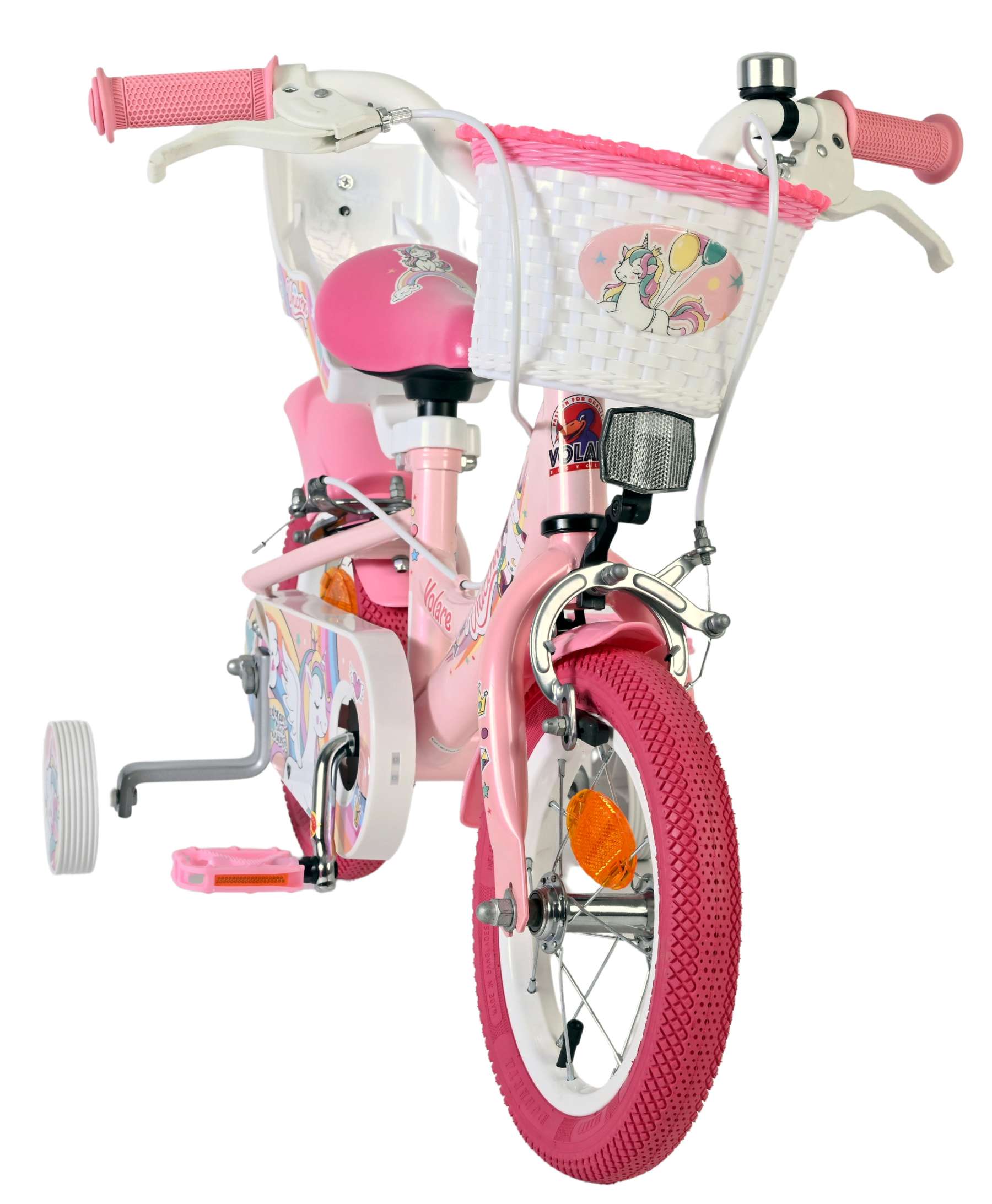 Volare Unicorn Kinderfiets 12 inch Meisjesfiets Roze Twee Handremmen - Afbeelding 5