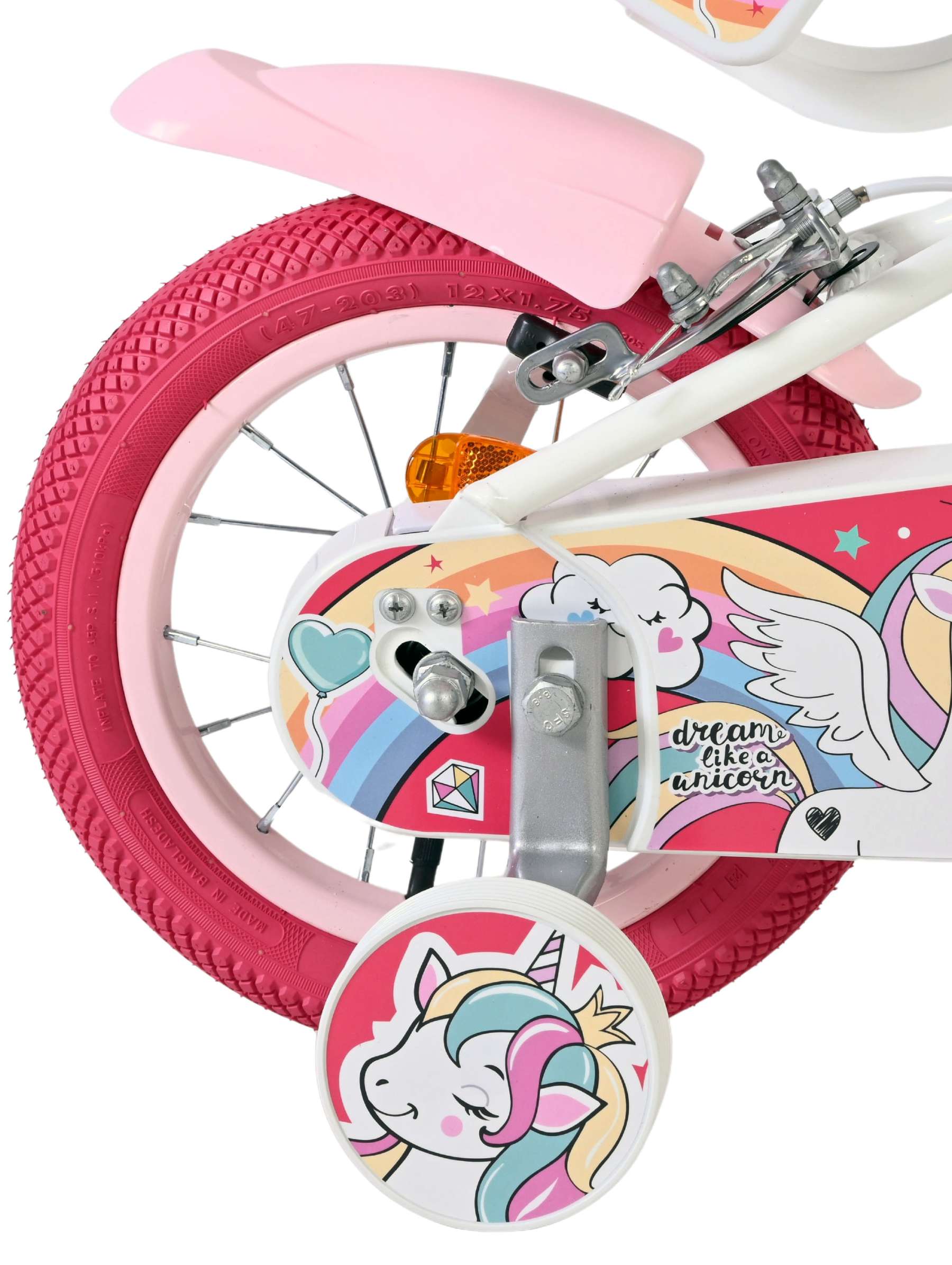 Volare Unicorn Kinderfiets 12 inch Meisjesfiets Wit Twee Handremmen - Afbeelding 2
