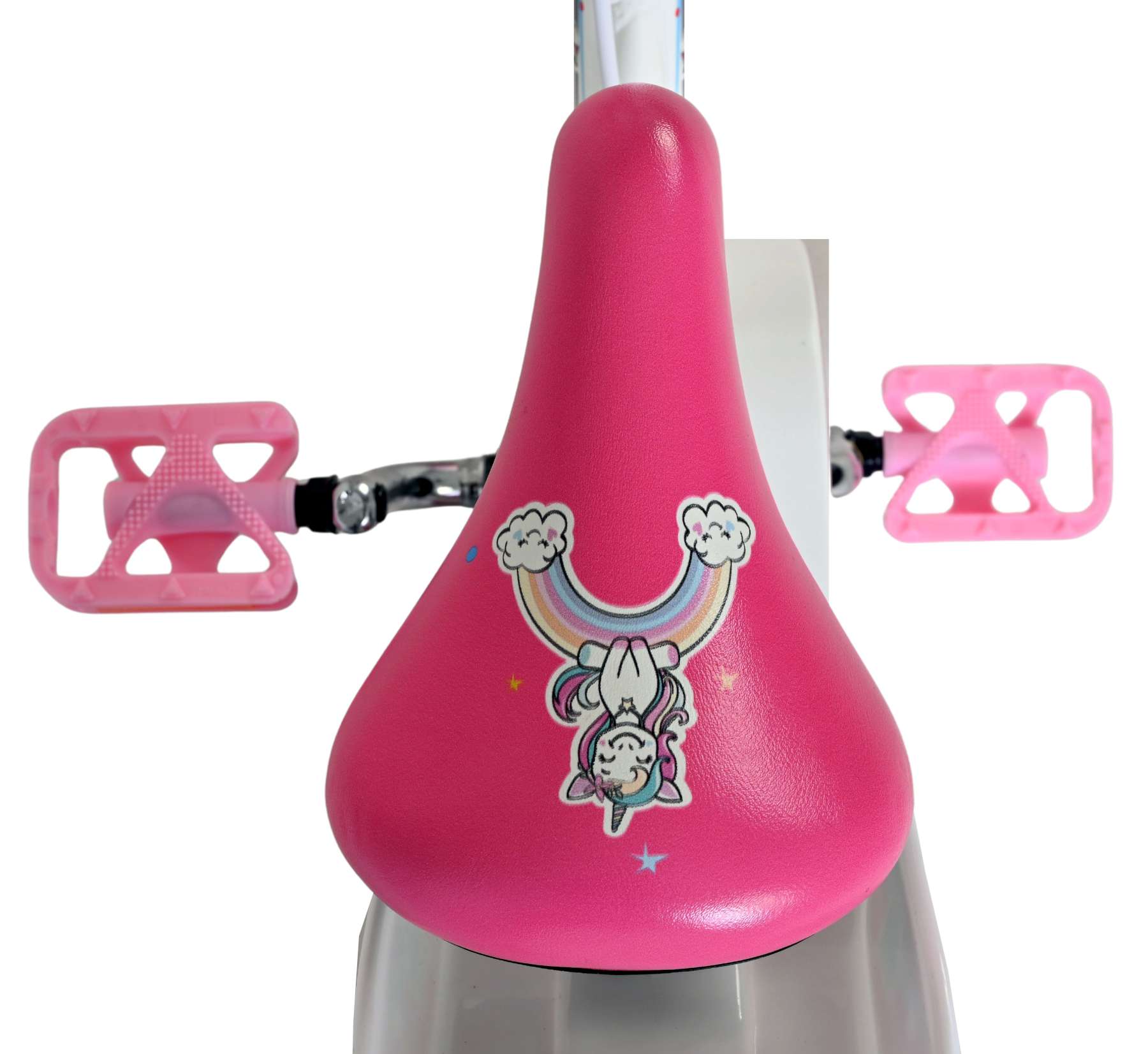 Volare Unicorn Kinderfiets 12 inch Meisjesfiets Wit Twee Handremmen - Afbeelding 4
