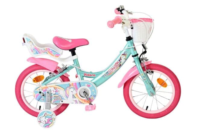 Volare Unicorn Kinderfiets 14 inch Meisjesfiets Twee Handremmen