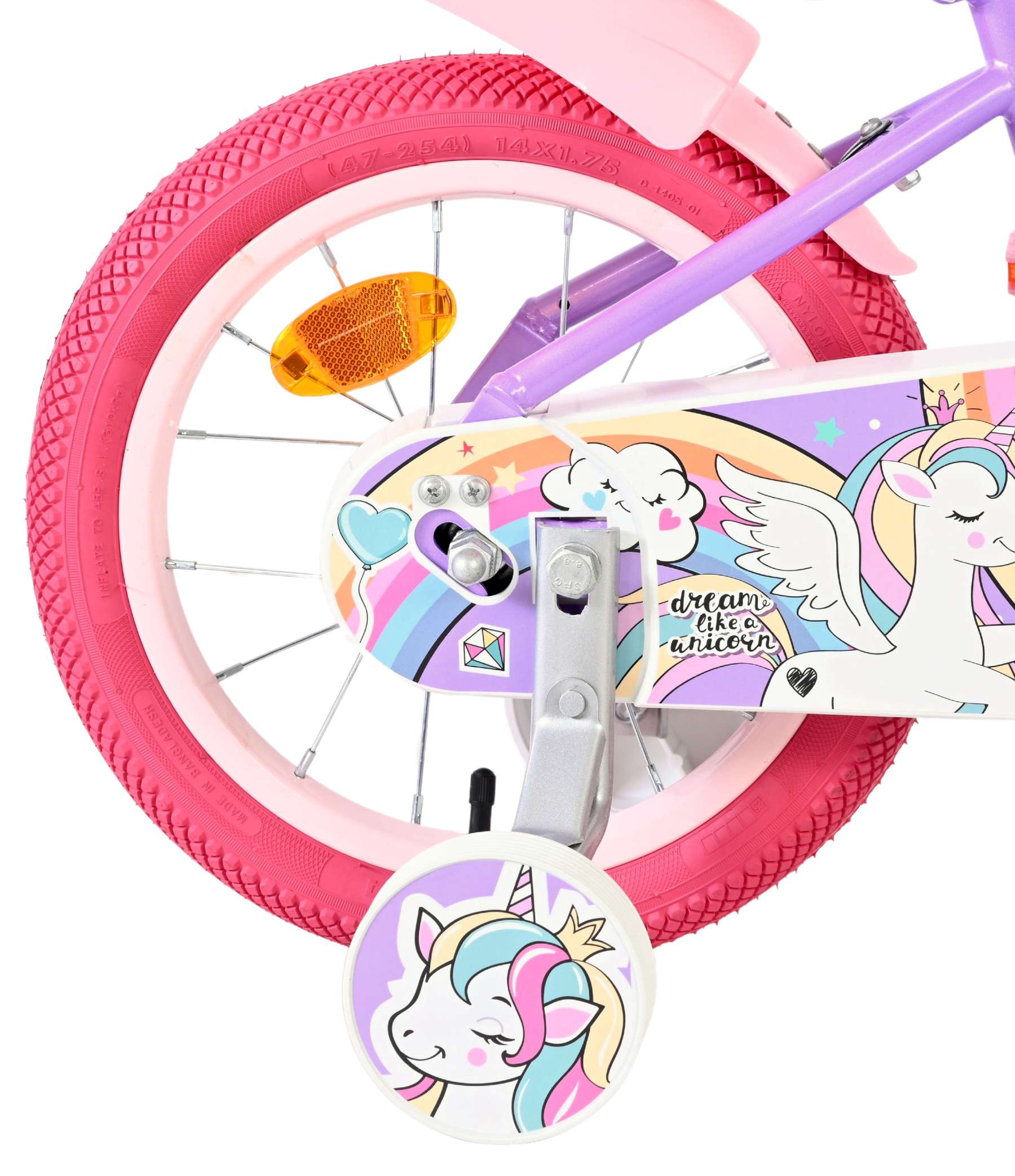 Volare Unicorn Kinderfiets 14 inch Meisjesfiets Paars - Afbeelding 2