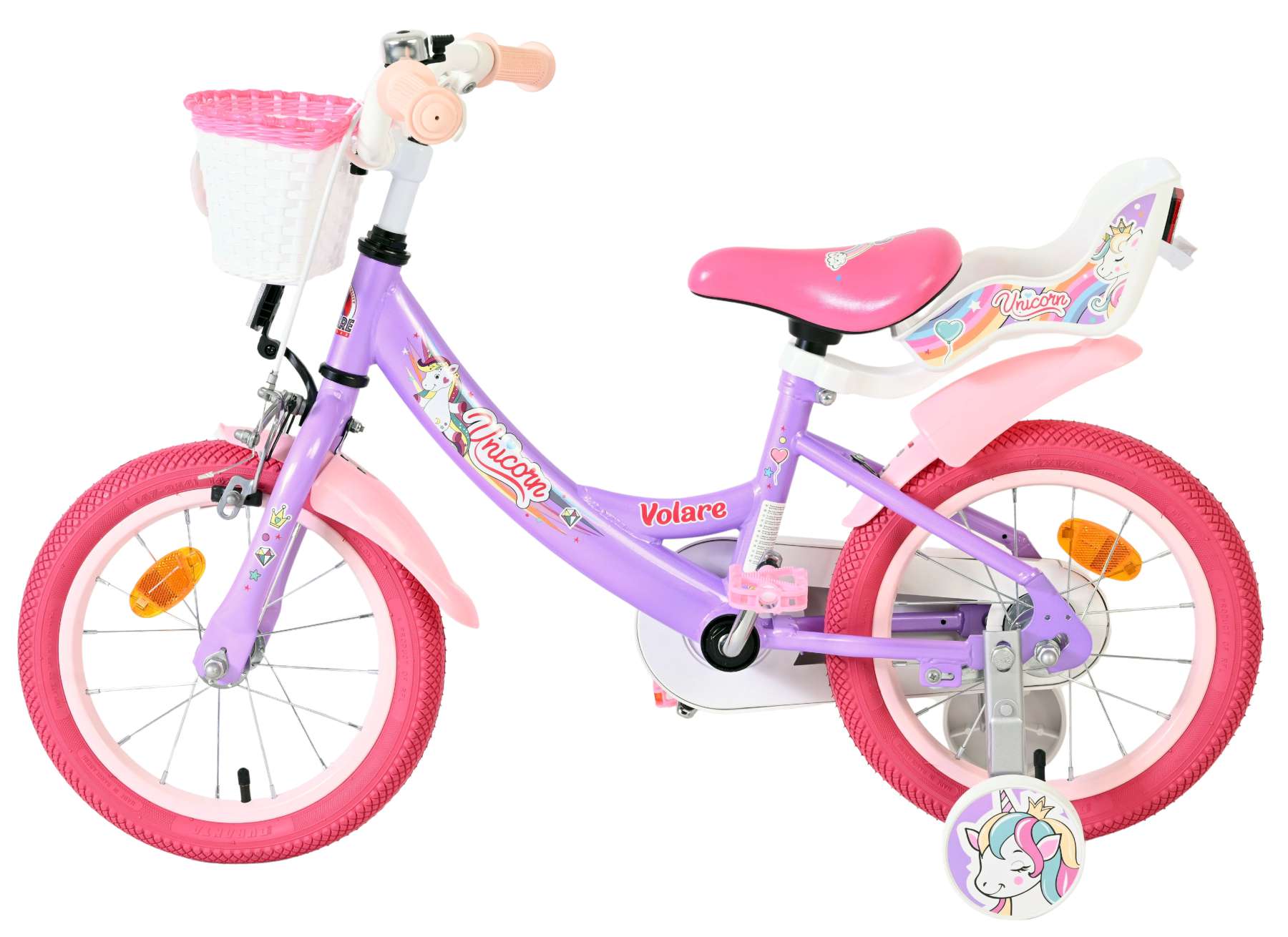 Volare Unicorn Kinderfiets 14 inch Meisjesfiets Paars - Afbeelding 7