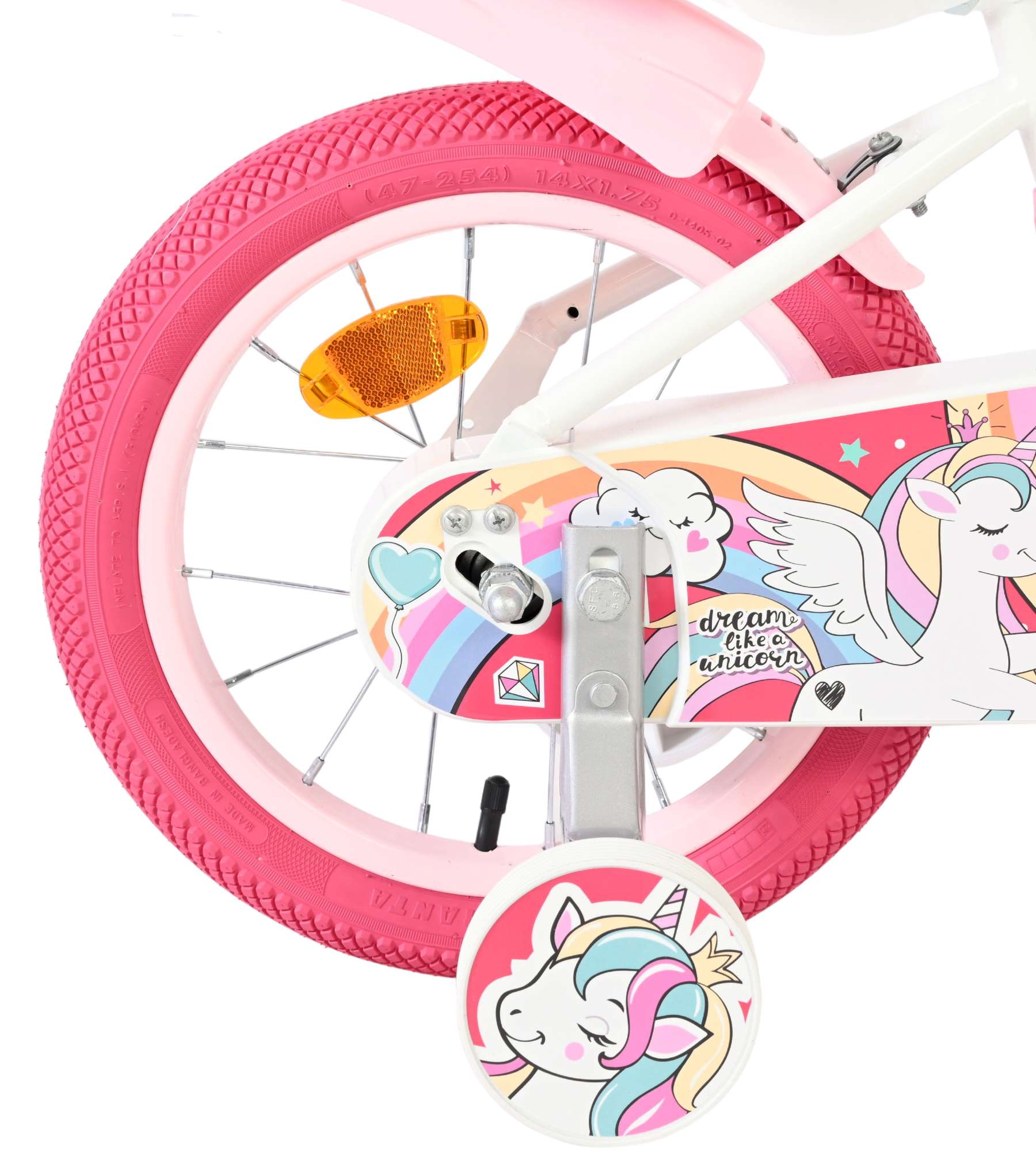 Volare Unicorn Kinderfiets 14 inch Meisjesfiets Wit - Afbeelding 2