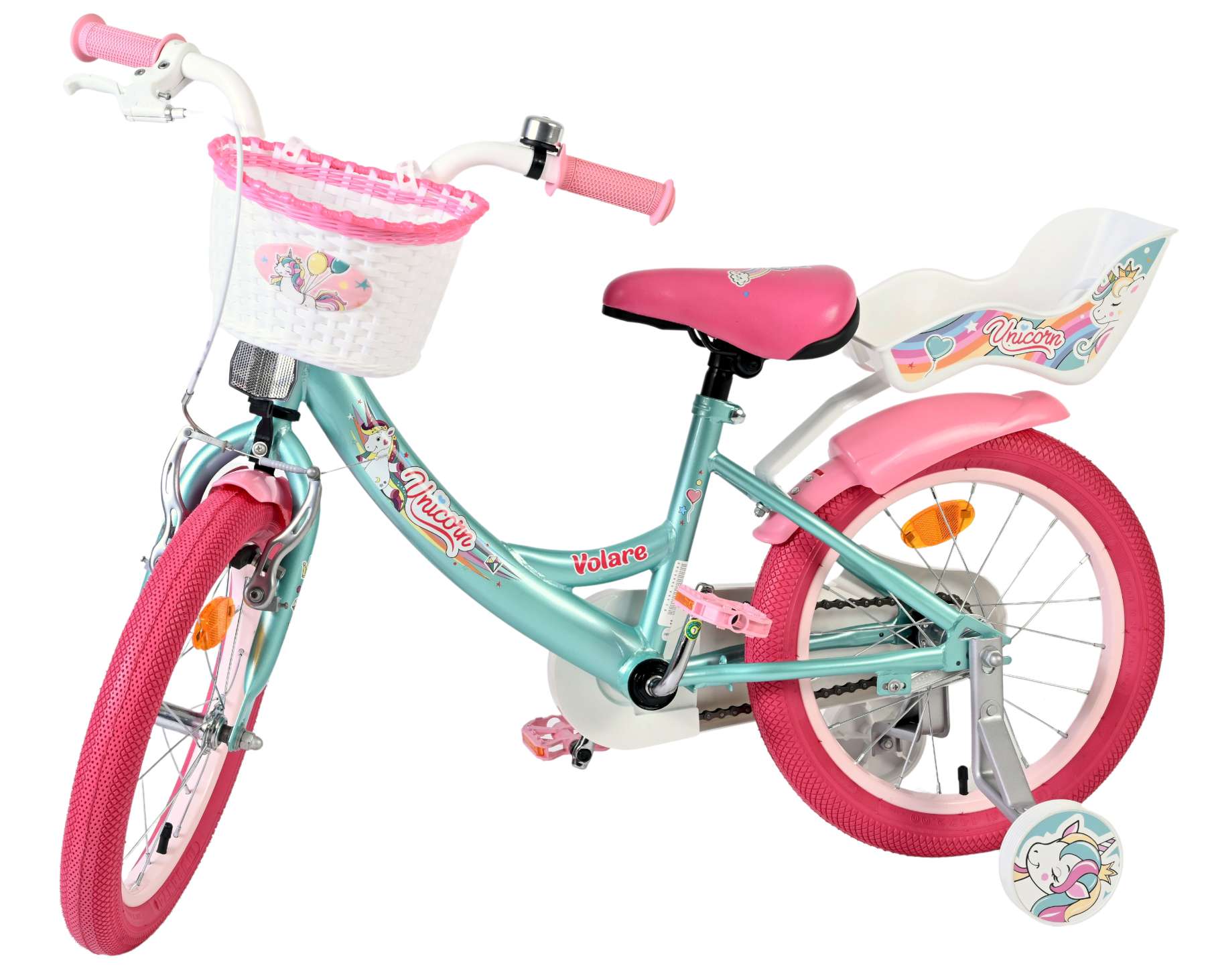 Volare Unicorn Kinderfiets 16 inch Meisjesfiets Groen - Afbeelding 8