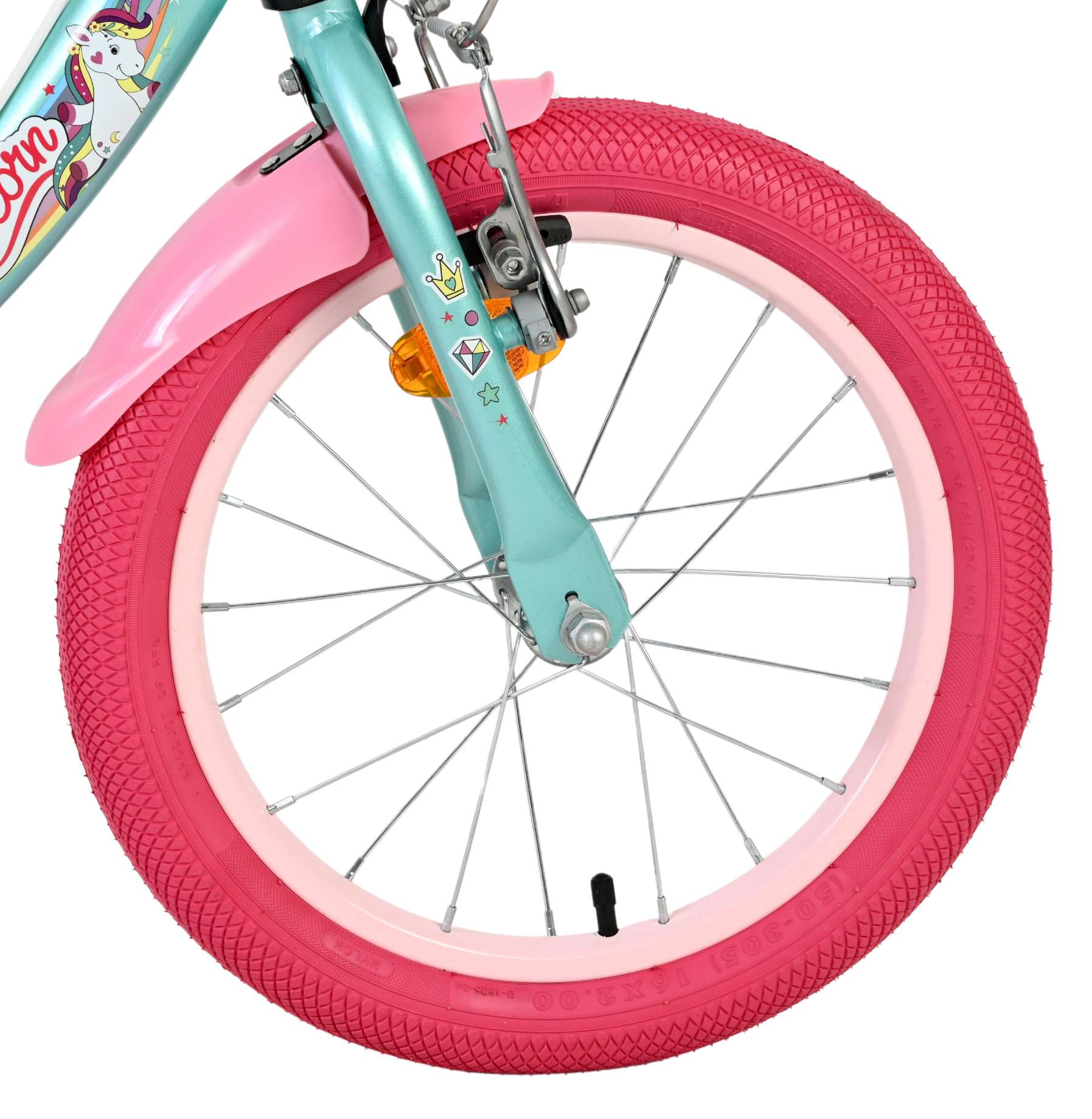 Volare Unicorn Kinderfiets 16 inch Meisjesfiets Groen Twee Handremmen - Afbeelding 3