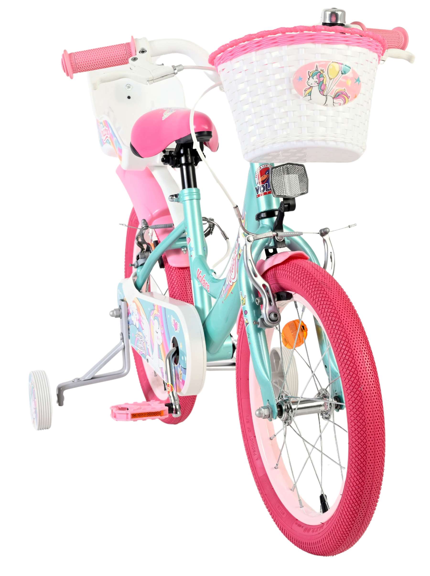 Volare Unicorn Kinderfiets 16 inch Meisjesfiets Groen Twee Handremmen - Afbeelding 5