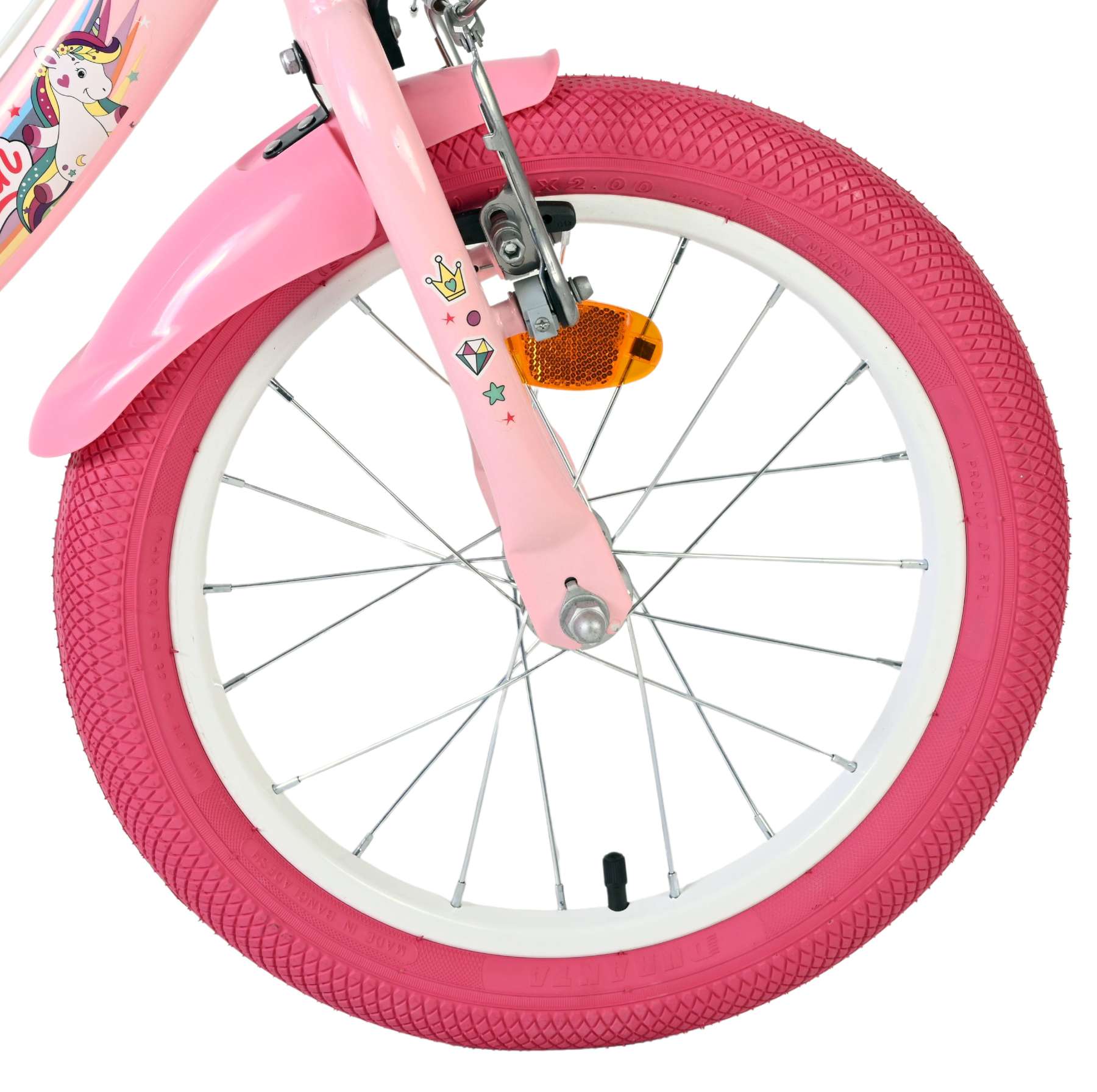 Volare Unicorn Kinderfiets 16 inch Meisjesfiets Roze Twee Handremmen - Afbeelding 3
