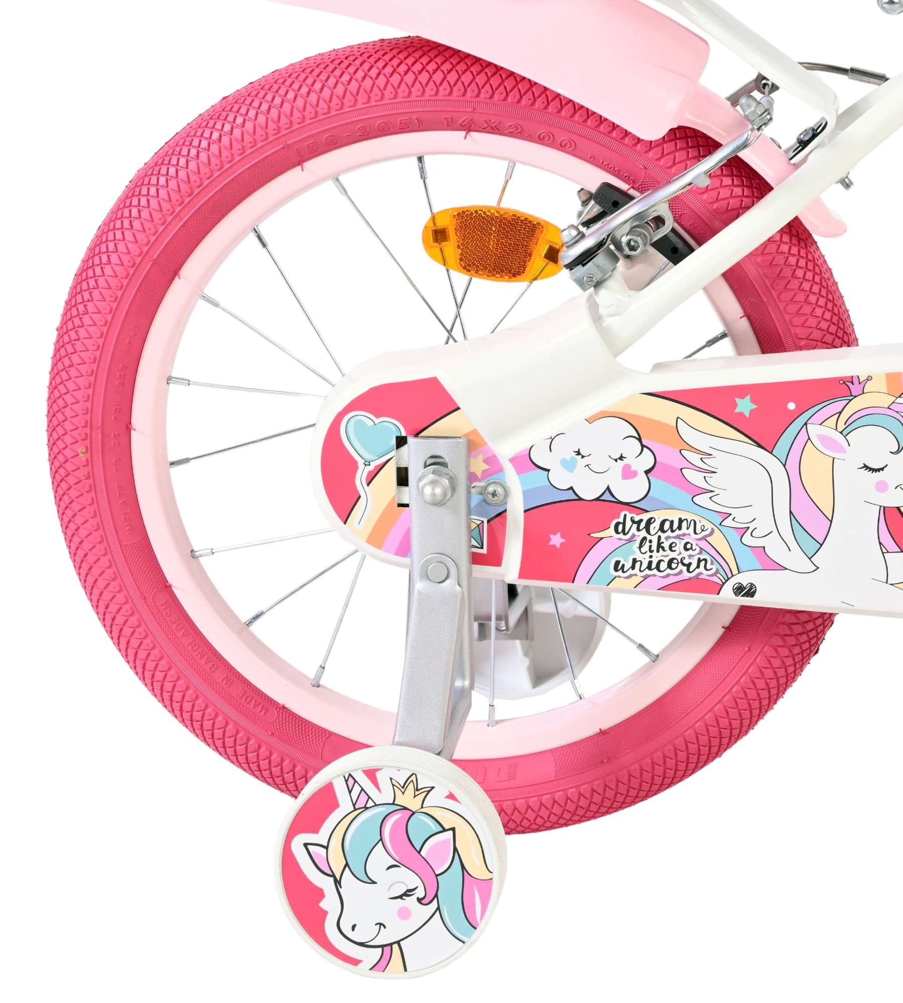 Volare Unicorn Kinderfiets 16 inch Meisjesfiets Wit Twee Handremmen - Afbeelding 2