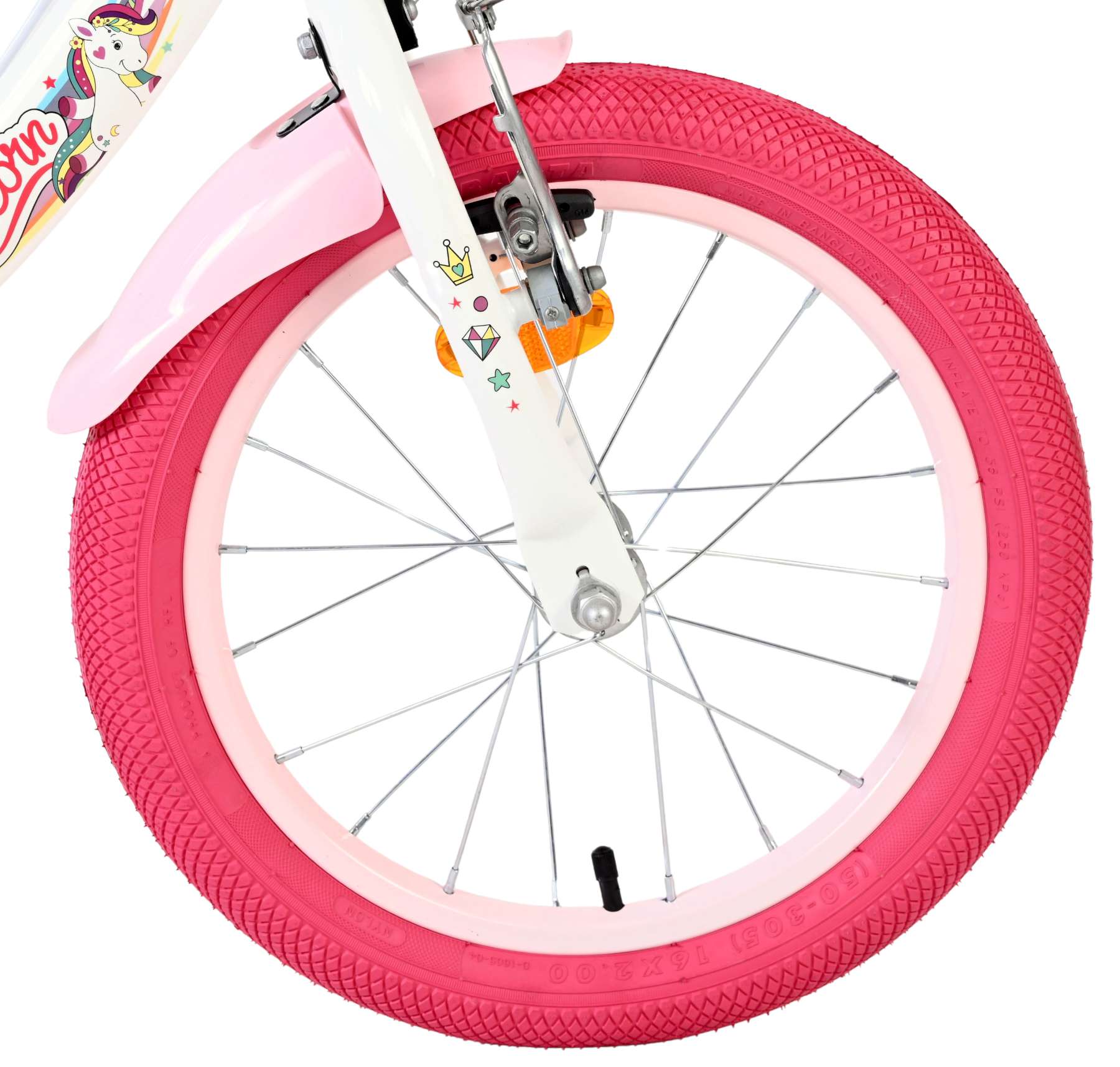 Volare Unicorn Kinderfiets 16 inch Meisjesfiets Wit Twee Handremmen - Afbeelding 3