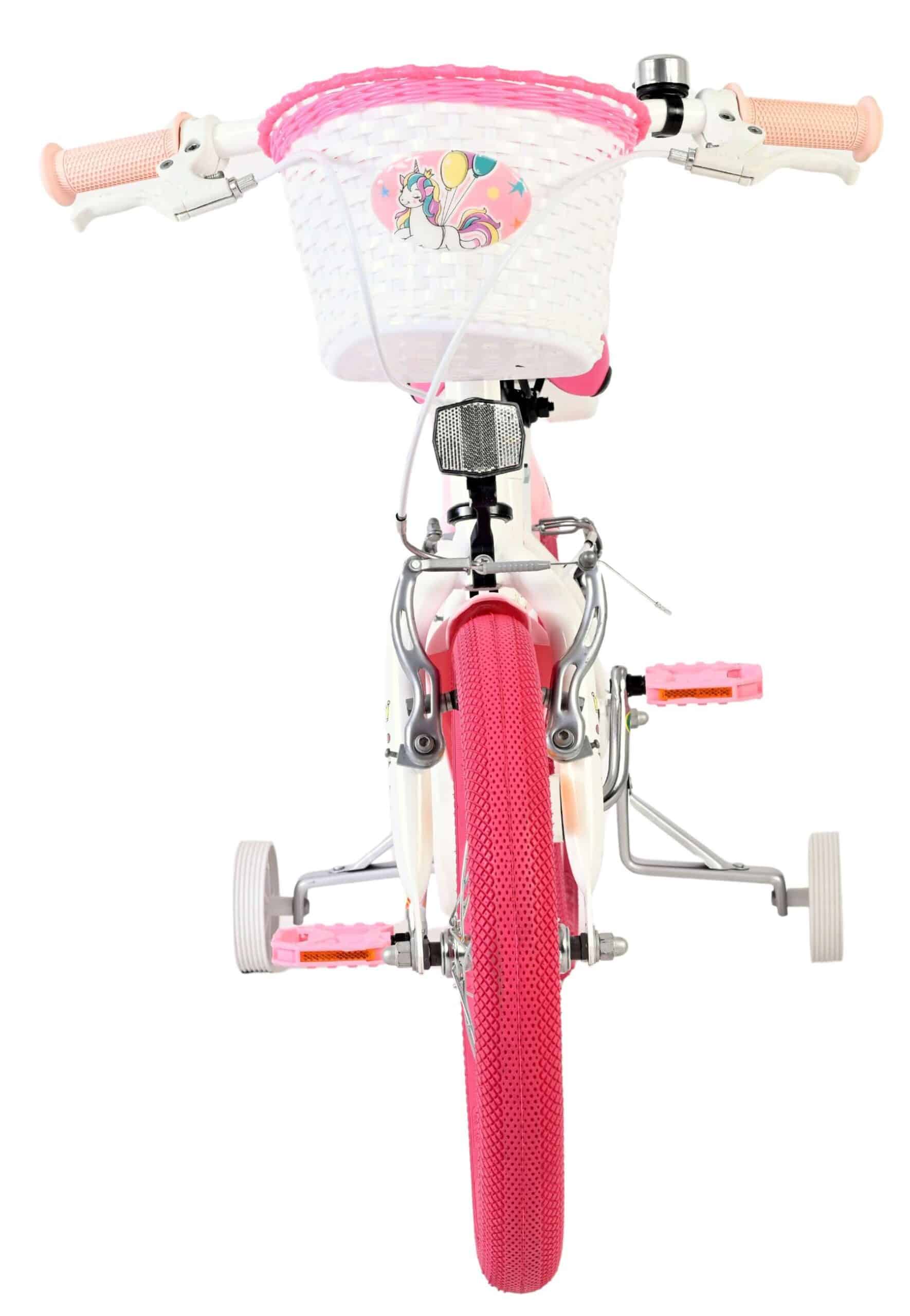 Volare Unicorn Kinderfiets 16 inch Meisjesfiets Wit Twee Handremmen - Afbeelding 6