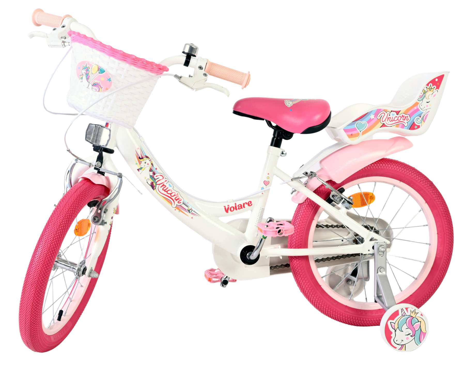 Volare Unicorn Kinderfiets 16 inch Meisjesfiets Wit Twee Handremmen - Afbeelding 8
